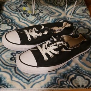 Low Top Converse Slip • Black/White • No-Tie